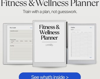 reMarkable Fitness & Wellness Planner | Hyperlinked Workout Log, Habit Tracker and Progress | Undated Health Planner PDF