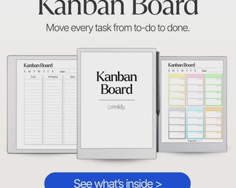 reMarkable Kanban Board | To Do, In Progress and Done Task Board | 6 Styles, Color and B&W | Digital PDF
