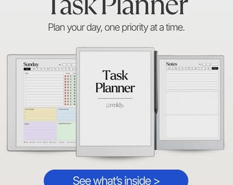 reMarkable Task Planner | Hyperlinked Weekly Daily To-Do with Priorities & Top 3 | Undated Productivity PDF