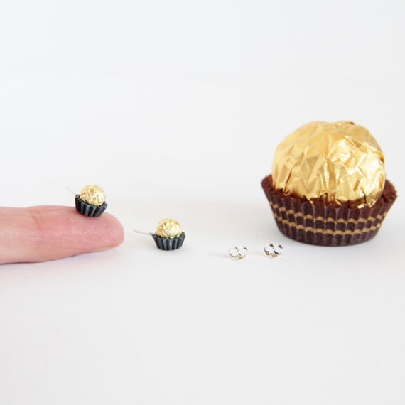 Mini sterling silver CHOCOLATE earrings, original jewelry, chocolates, stud earrings, chocolate earrings