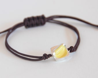 Verstelbare zilveren armband, CUSTARD-armband, geëmailleerde sieraden, zoete sieraden