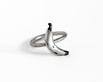 Tiny ring, banana ring, simple ring. Sterling silver ring, Fruit ring, Banana jewelry