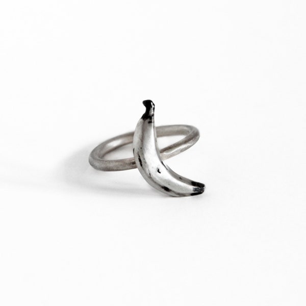 Tiny ring, banana ring, simple ring. Sterling silver ring, Fruit ring, Banana jewelry