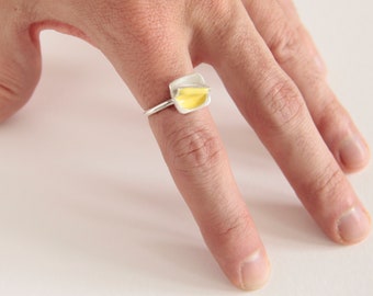 CUSTARD Ring, Original yellow Ring, Flashy ring, Adjustable ring, Custard jewelry