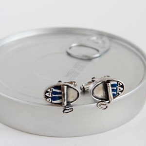 Sterling silver cufflinks for men, SARDINE CANS, Original cufflinks, Men&#39;s jewelry.