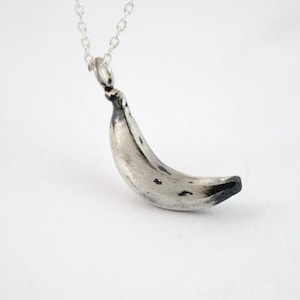Silber BANANA Anhänger, kleine Frucht Anhänger, Silber Kette, Silber Halsreif