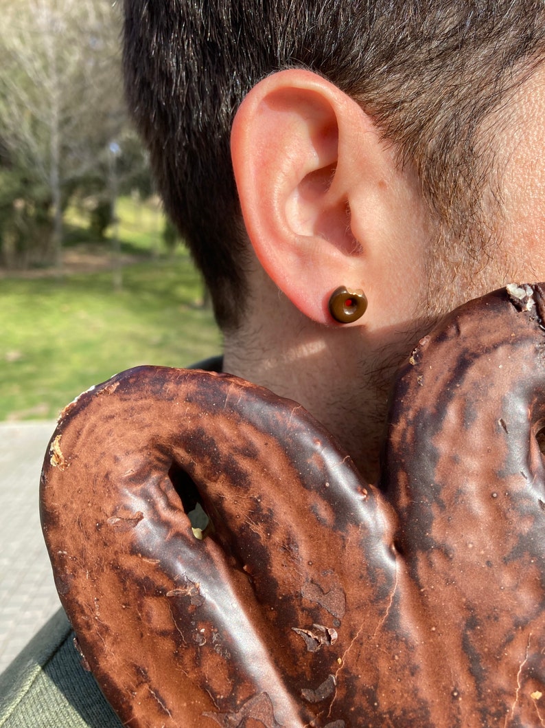 Dona earrings, silver donut earrings, Food jewelry, Donuts, Stud earrings image 3