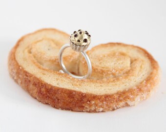 Silver Cupcake ring, adjuntable ring, silver ring, original jewelry, Food Jewels, Original ring, enamel jewelry