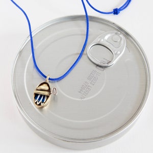 SARDINE CAN shaped pendant, Mini fish-shaped charm image 3