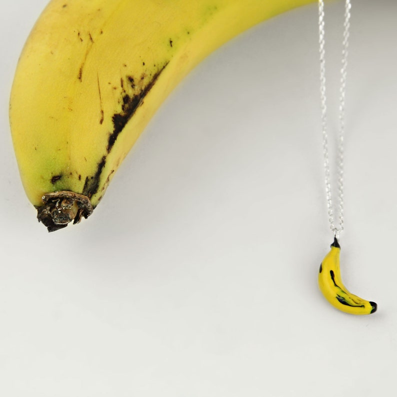 Silver Banana Necklace Choker Banana Tiny Charm Dainty Etsy