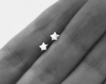 Tiny star stud Earrings in Sterling Silver, star earrings, star silver earrings, silver jewel, Butterfly press back stud earrings