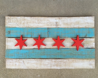 Wooden Chicago Flag