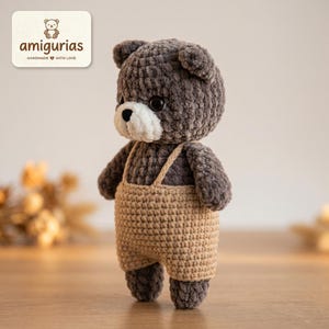 Small Plush Teddy Bear Amigurumi, Crochet Bear With Clothes Pattern, Easy Animal Doll Tutorial, Cute Soft Toy, PDF Crochet Download