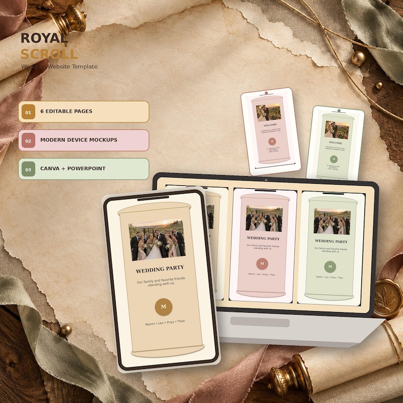 Vintage classic wedding website template