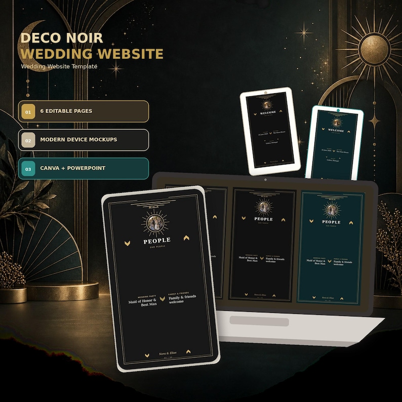 Deco Noir wedding website template