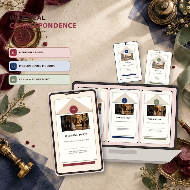 Wax Seal Correspondence wedding website template preview