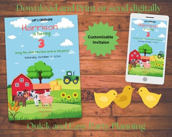 Farm Birthday Invitation | Farm party | Farm invitation | kids party invitation | kids birthday | birthday invitation | Farm Animals | party