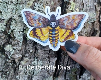 Deathshead Hawk Moth Sticker: Original Skull Moth Art
