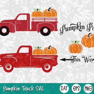 Fall Pumpkin Truck Clipart Autumn Pick Up Truck Carries Pumpkin Silhouette SVG DXF Cut File Clipart Clip Art