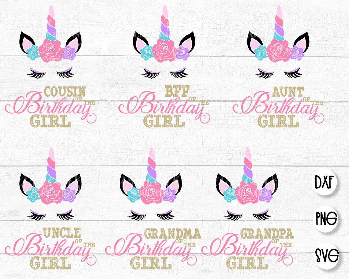 Download Birthday Girl Unicorn Head SVG File Mom Dad Sister Brother | Etsy