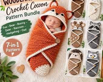 7-in-1 Woodland Animal Crochet Cocoon Pattern (PDF)