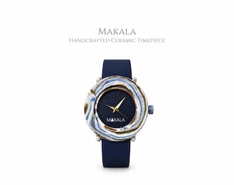 Handgefertigte Nerikomi-Uhr aus feinem Knochenporzellan, einzigartige Keramikuhr, luxuriöses Geschenk