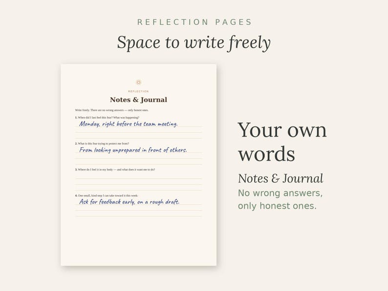 Night Anxiety Journal Printable PDF, Guided Self Reflection Workbook ...