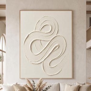 White Textured Abstract Oil Painting – Interlocking Infinity Loop Art