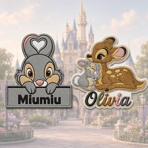 Personalized Disney Bambii Embroidered Patch, Custom Bunny Iron On Badge, Cute Kids Applique