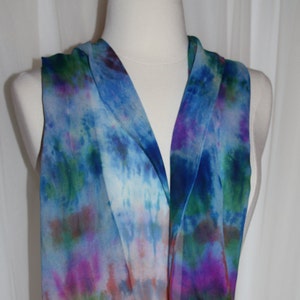 Silk Chiffon Scarf OOAK Hand Dyed Painted Fashion Blues Greens