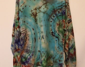 Geode OOAK Reverse Tie Dye Long Sleeve T Shirt Hanes Size XL