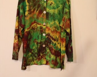 Pure Linen Jacket Tie Dyed Size M