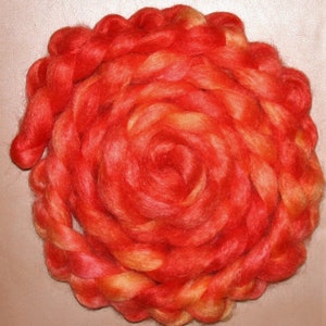 Hand Dyed 100% Fine Grade Mohair Roving &quot;Hotstuff&quot; 4oz
