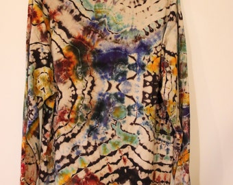 Geode OOAK Reverse Tie Dye Long Sleeve T Shirt Hanes Size XL