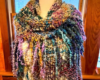 手紡ぎ、ハンドメイド、モヘアショール