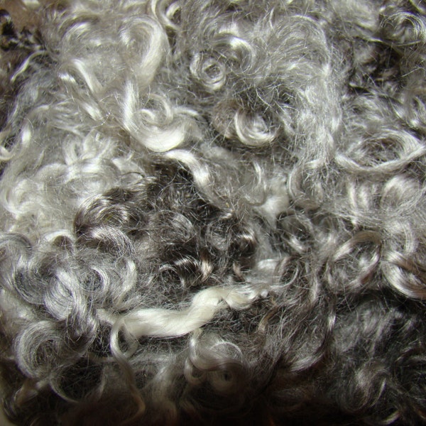 Silver, Charcoal and White Super Soft Kid Mohair 2nd Clip Washed Athena 4oz