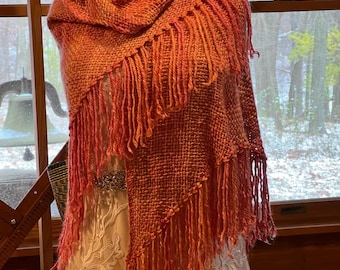 手紡ぎ、ハンドメイド、モヘアショール