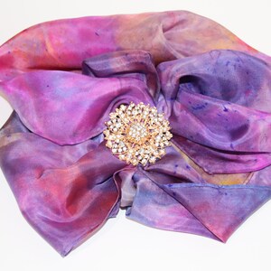 Wearable Art Hand Dyed OOAK Silk Habotai Scarf 11&quot;x60&quot;