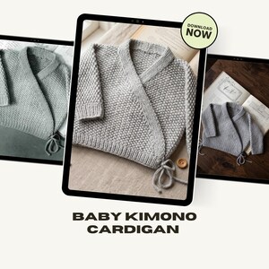 Baby Kimono Wrap Cardigan Knitting Pattern PDF, Baby Jacket Pattern, Sizes 6 Months & 1 Year, Vintage Knitwear
