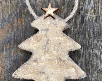 Rustic Tree Handmade Recycled Junk Mail Paper Clay Christmas Ornament