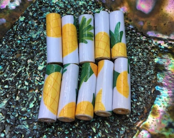 Pineapple Power Handmade Rolled Paper Beads Extra Thick 1 Inch: Set of 10