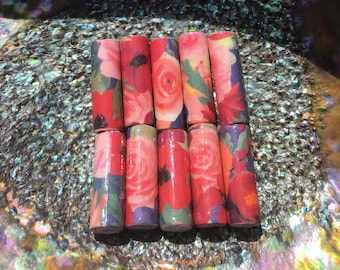 Flowers in Bloom Handmade Rolled Paper Beads Extra Thick 1 Inch: Set of 10