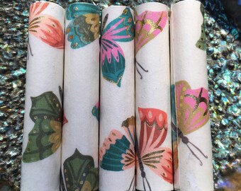 Butterfly Garden Hand Rolled Paper Tube Beads Pen Making 2": Set of 5