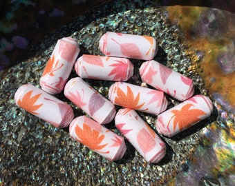 Sunrise in Fall Handmade Rolled Paper Capsule Beads 1 Inch: Set of 10