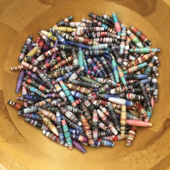 Assorted Recycled Magazine Handmade Paper Beads 1” Set of 20: New Bulk Pricing!