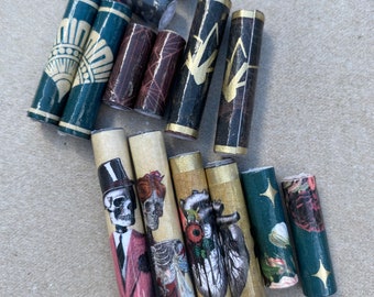 Dark Romance Assorted Handmade Rolled Paper Tube Beads Large Hole : Set of 14