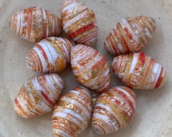 Fall into Autumn Hand Rolled Paper Beads Jumbo Chunky 1”: Set of 10