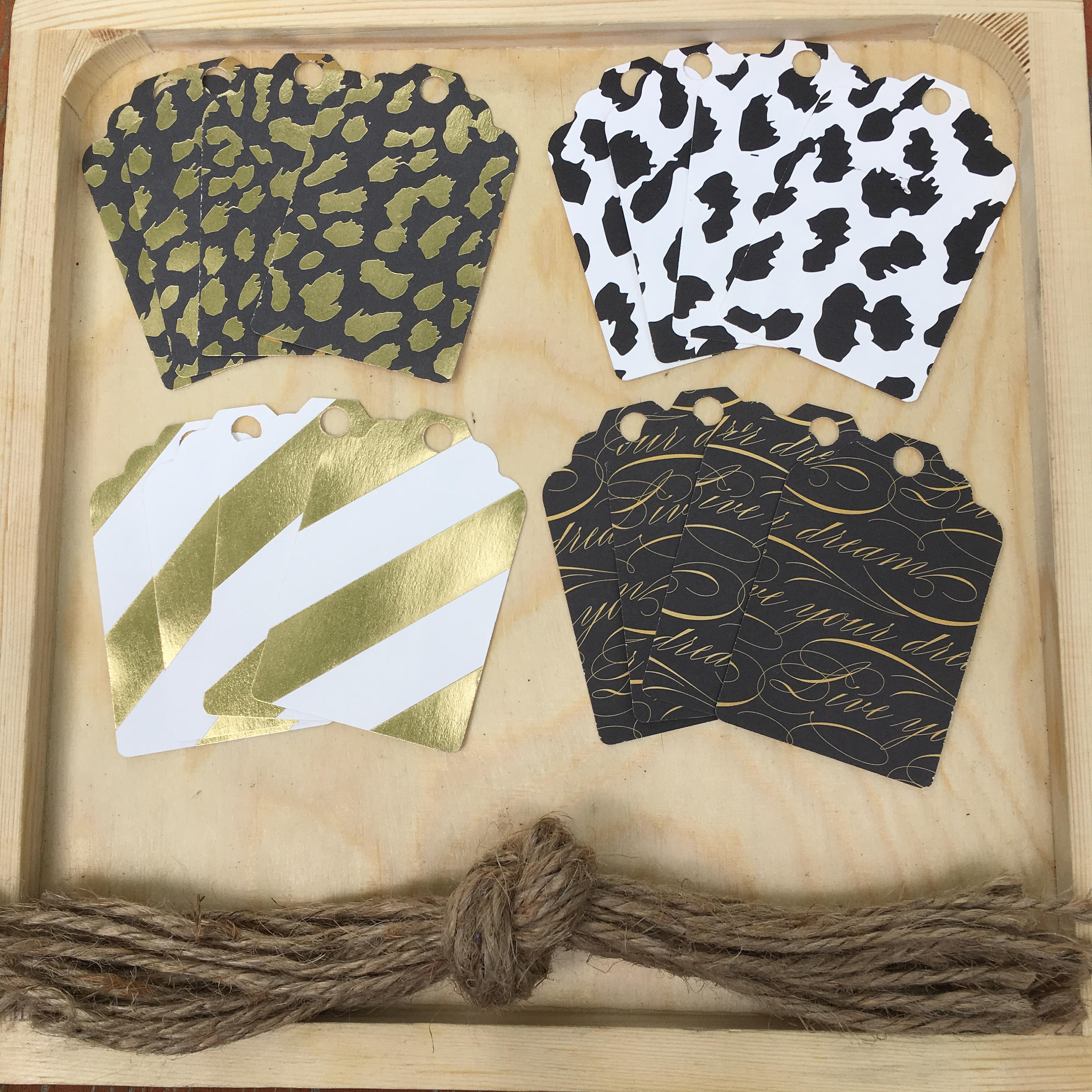 Black and Gold Cardstock Gift Tags with Jute Cord Assorted Etsy