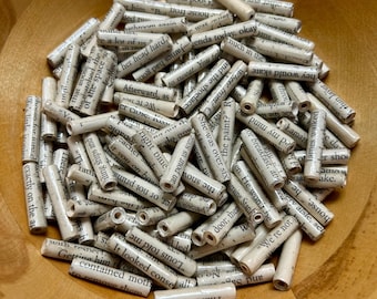 Recycled Book Page Handmade Paper Beads 1” Set of 20: New Bulk Pricing!