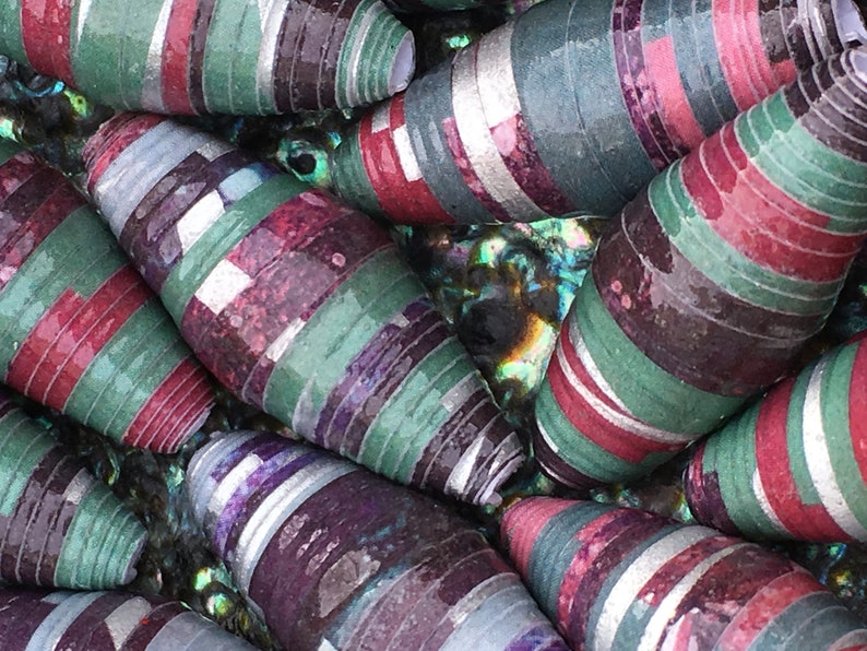Set of 20 Northern Lights Handmade Paper Beads 1 Inch